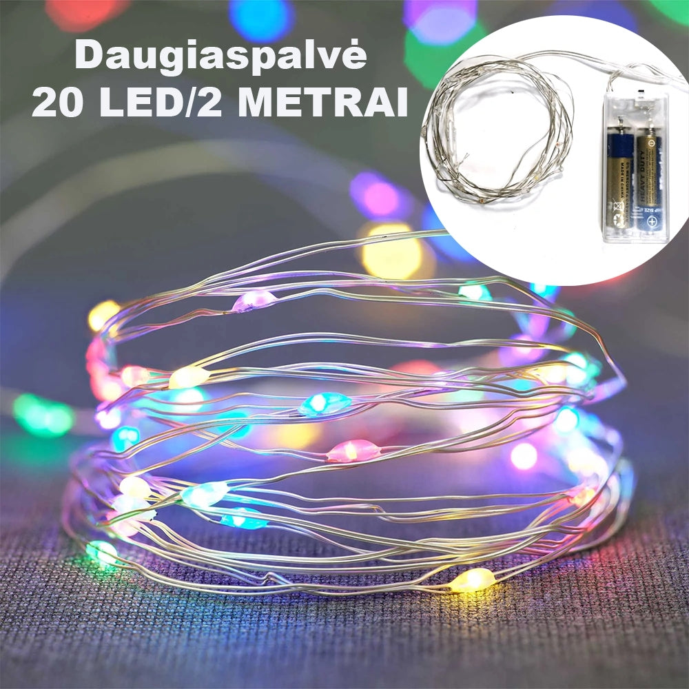 20 LED Girlianda, Spalvota AA