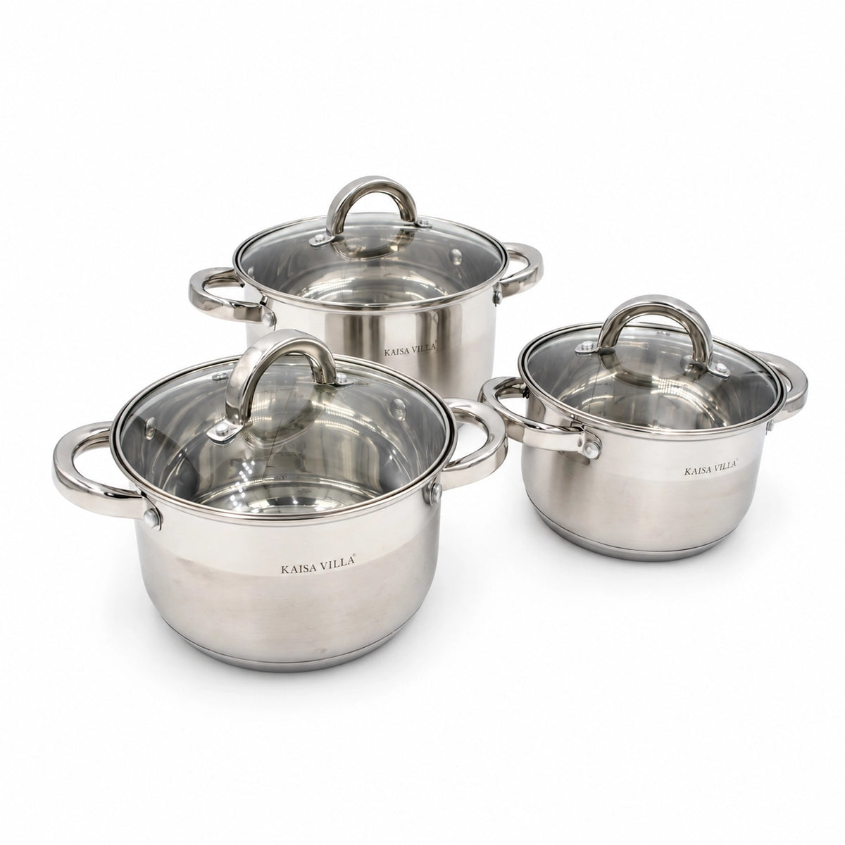 3 puodų rinkinys su dangčiais TR2295