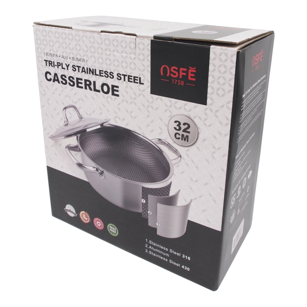 Puodas su dangčiu OSFÉ Tri-Ply, 32 cm, 12 l