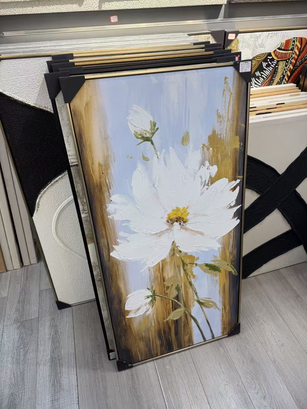 „Baltas prisilietimas“ reljefinis gėlės paveikslas, 60 × 120 cm