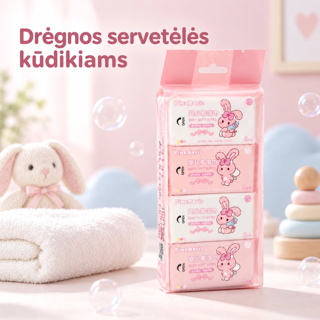 Drėgnų servetėlių rinkinys, 8 pakeliai