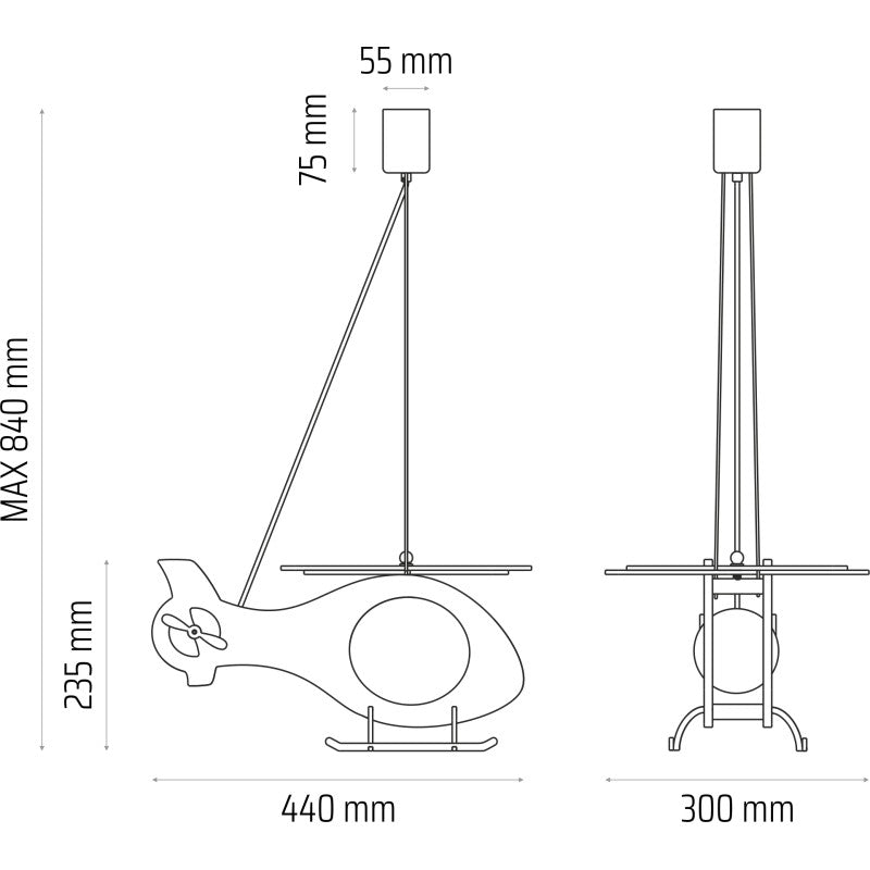 Lampa wisząca Helikopter szary