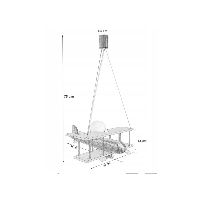 Lampa wisząca Samolot mały różowo-biały