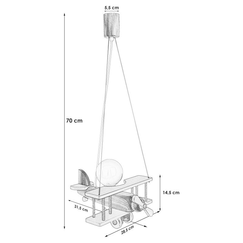 Lampa wisząca Samolot mały błękitno-biały
