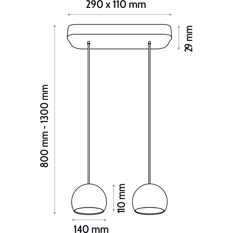 Lampa wisząca BALLI 2 pł dąb - czarny