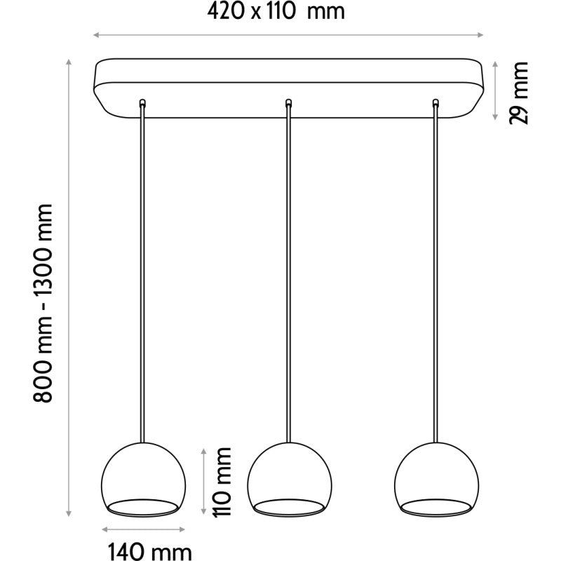 Lampa wisząca BALLI 3 pł dąb - biały