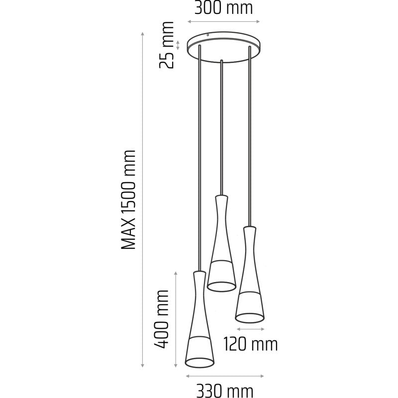 Lampa wisząca biała Vegas2 3pł (plafon)