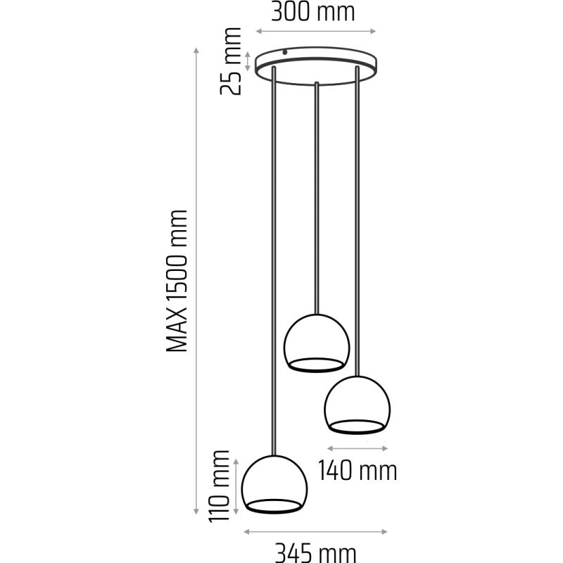 Lampa wisząca BALLI 3 pł (plafon) biała