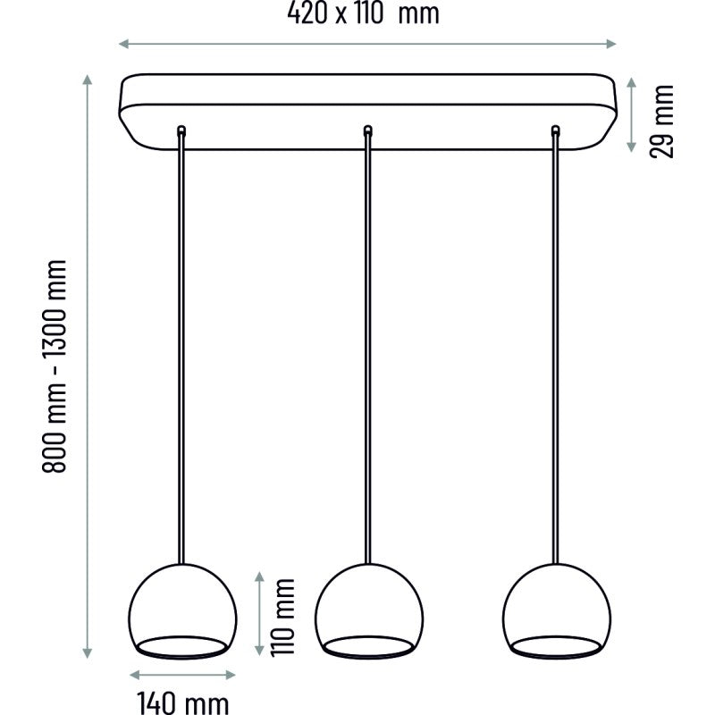 Lampa wisząca BALLI 3 pł szara