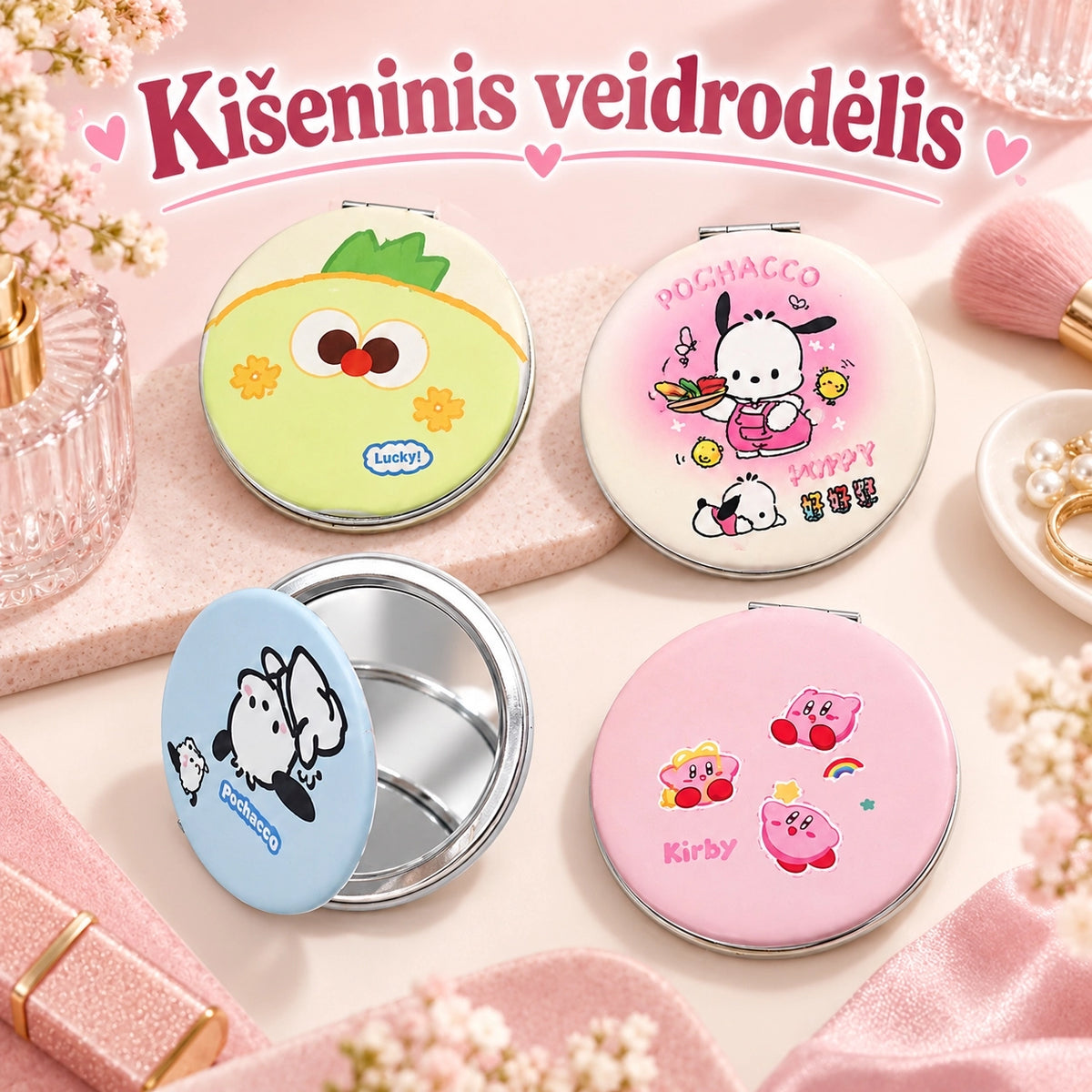 Geltonas kišeninis veidrodėlis „Didelės akys“