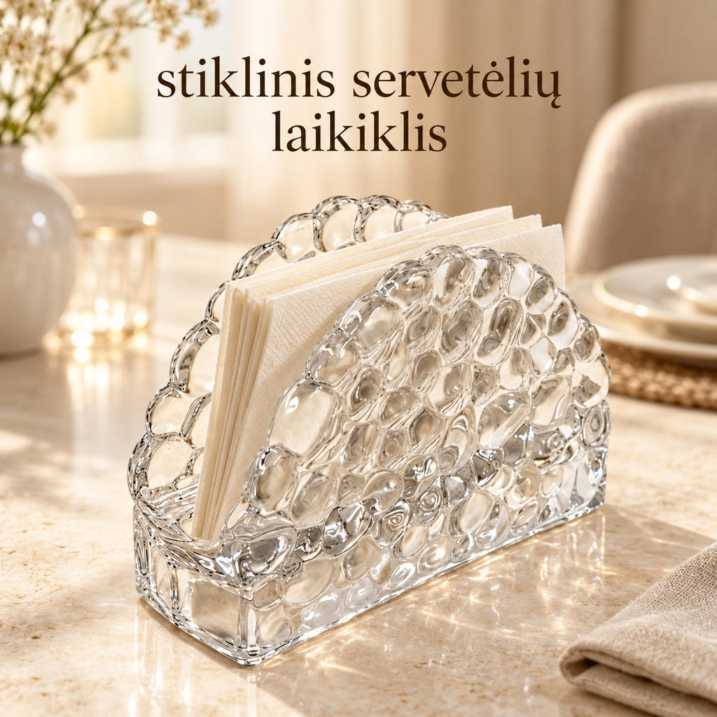 „Krištolo burbulai“ stiklinė servetėlių laikyklė