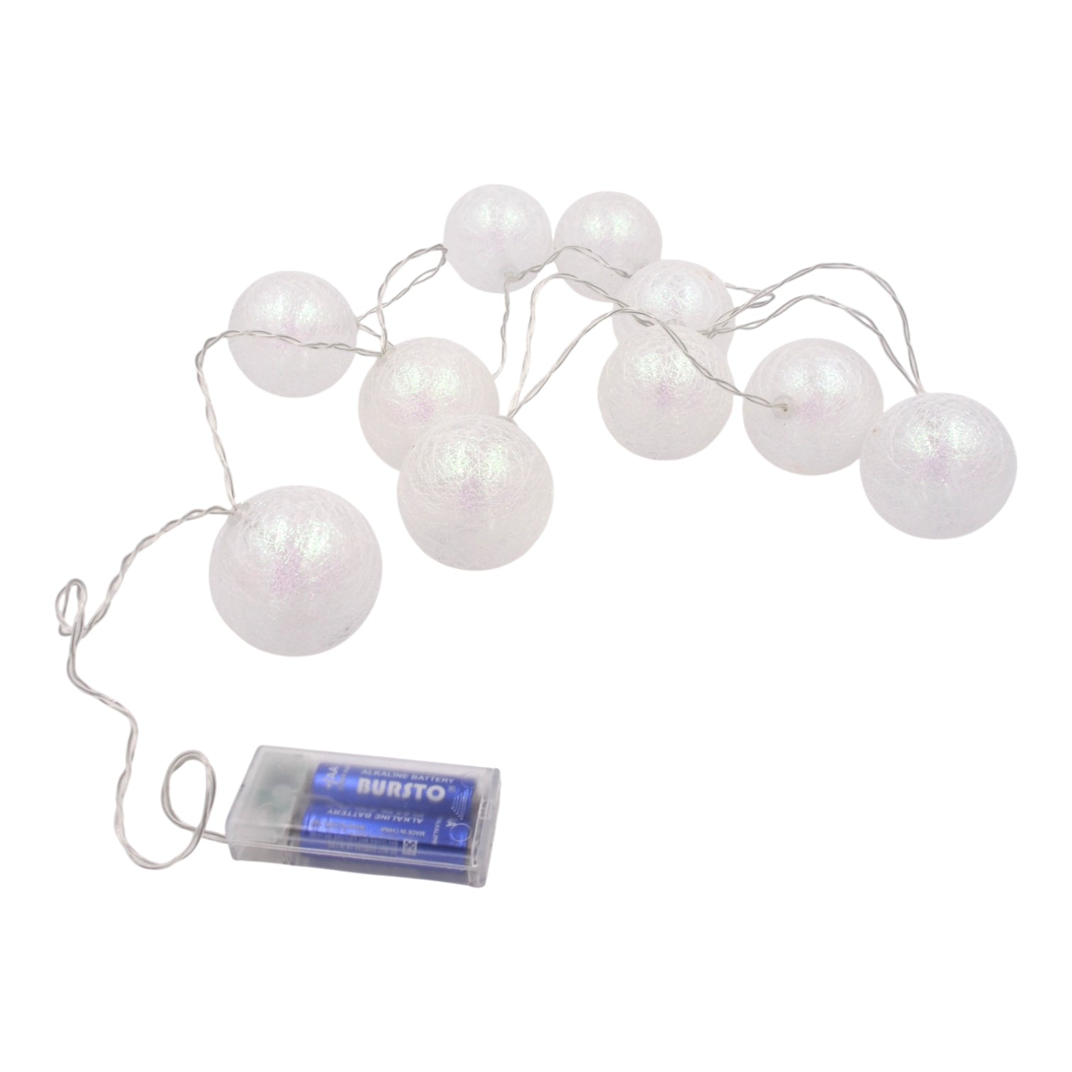 LED girlianda „Baltos burbuliukų lemputės“ (10 vnt.)