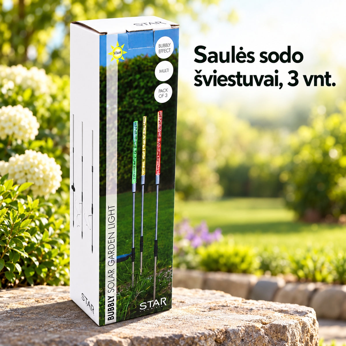 LED sodo šviestuvai, 3 vnt., geltona, žalia ir raudona
