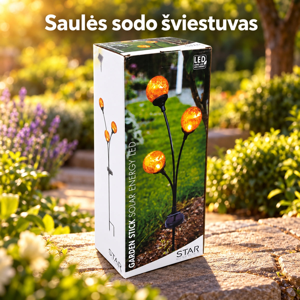 LED sodo šviestuvas su 3 dekostikliniais kamuoliukais