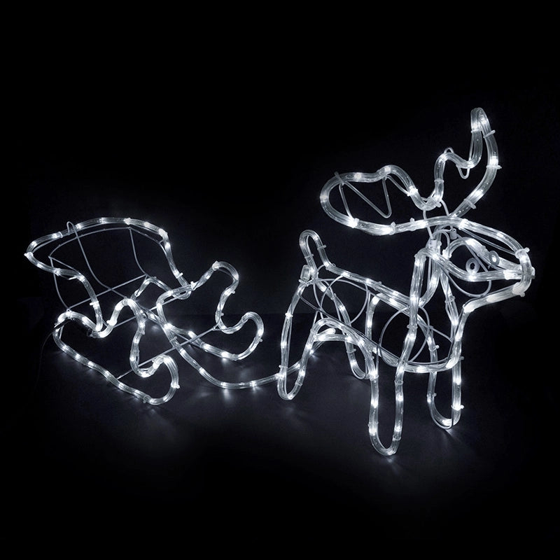 LED šviečianti elnių ir rogių dekoracija – 120 cm