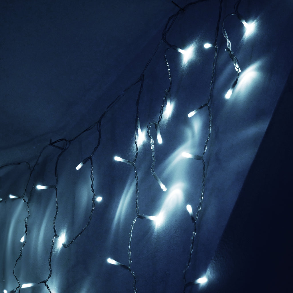LED varveklių užuolaida, 500 LED, 20 m, šaltai balta