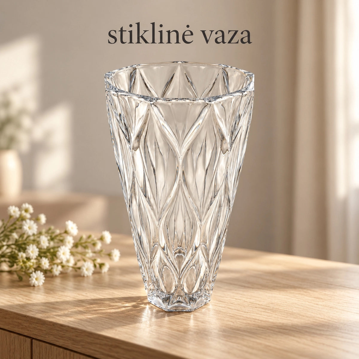 „Ledo kristalai“ elegantiška stiklinė vaza