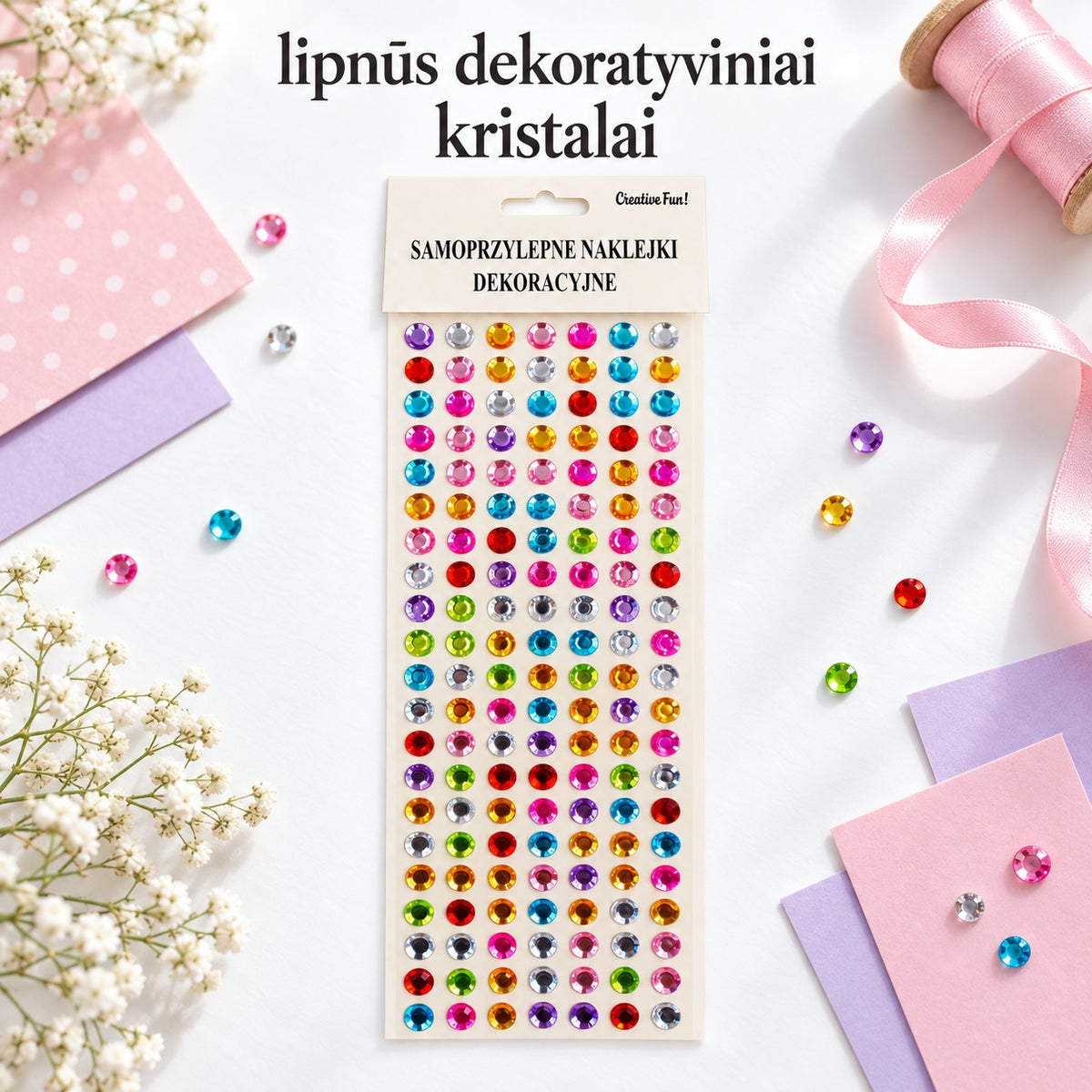 lipnūs dekoratyviniai kristalai, įvairiaspalviai
