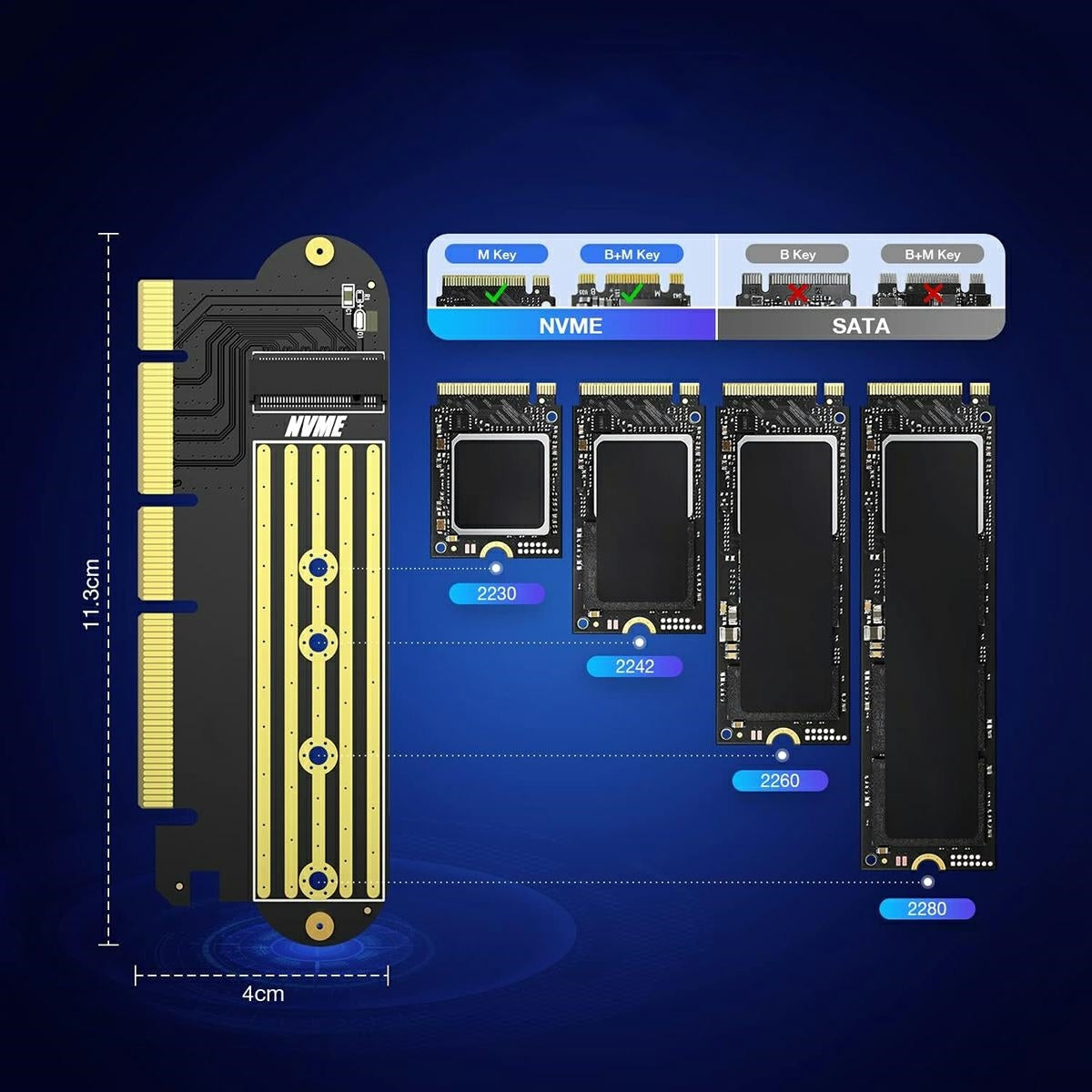 M.2 NVMe disko adapteris