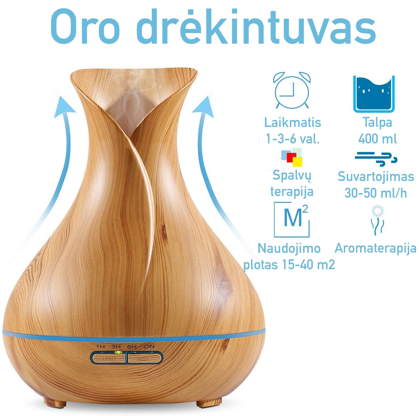 Oro Drėkintuvas, Eterinių Aliejų difuzorius - Geltona