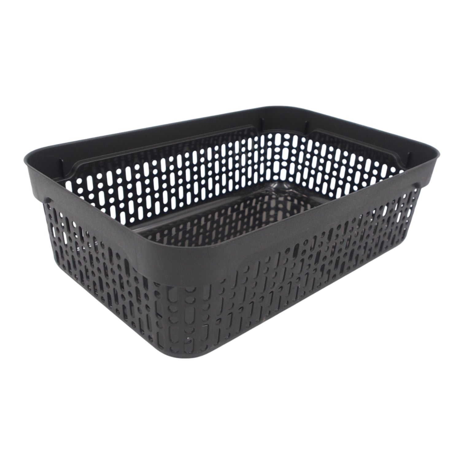 Plastikinė dėžutė su skylutėmis, 40 × 30 × 13 cm JUODA
