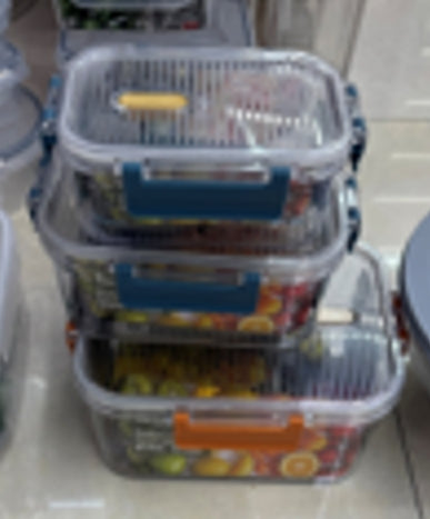 Plastikinių maisto laikymo indų rinkinys su sandariais dangčiais (3 vnt.)