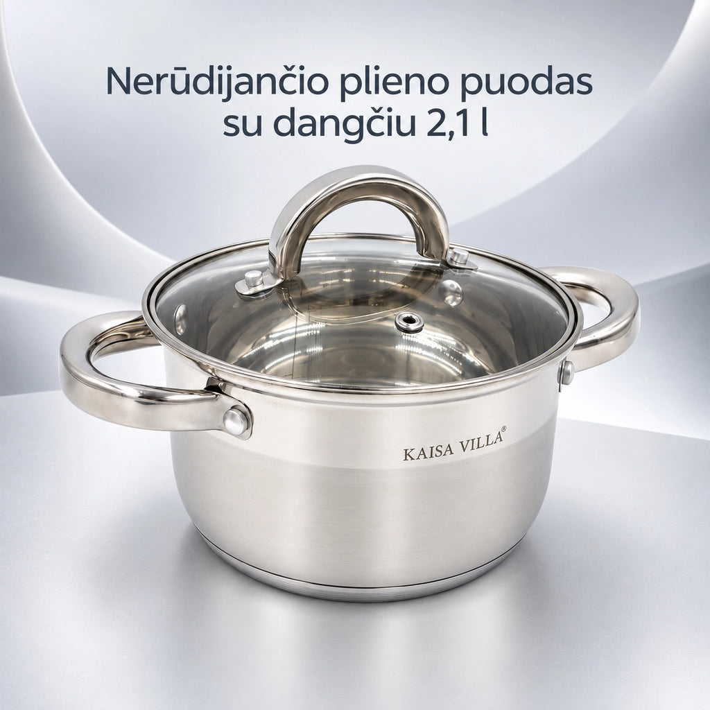 Puodas su stikliniu dangčiu 2,1 l TR2295A