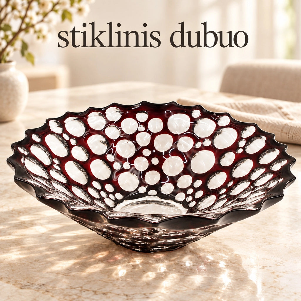 „Rubino burbulai“ dekoratyvinis stiklinis dubuo