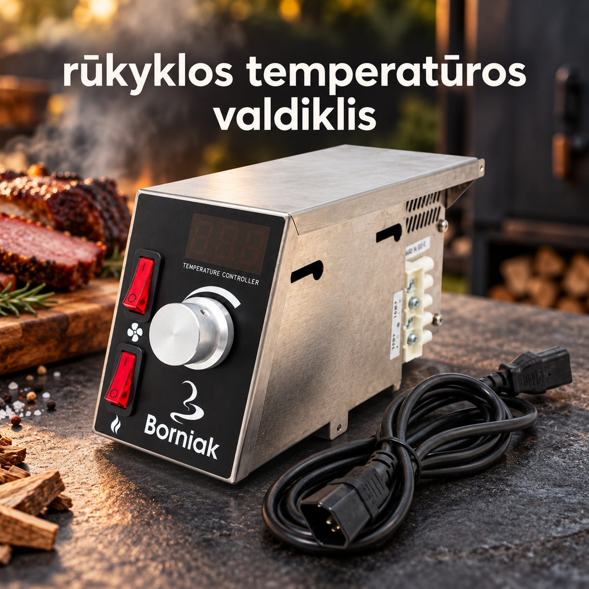 rūkyklos temperatūros valdiklis „Borniak“ su skaitmeniniu ekranu