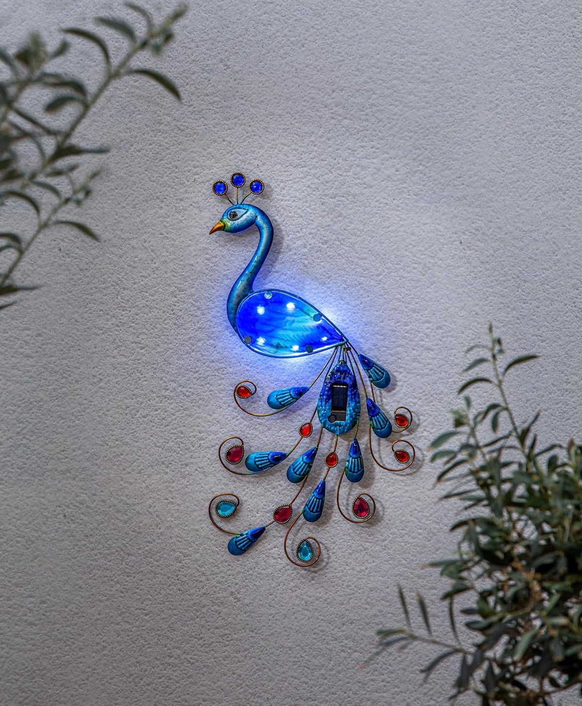 Sienos dekoracija „povas“ su saulės panele ir LED apšvietimu