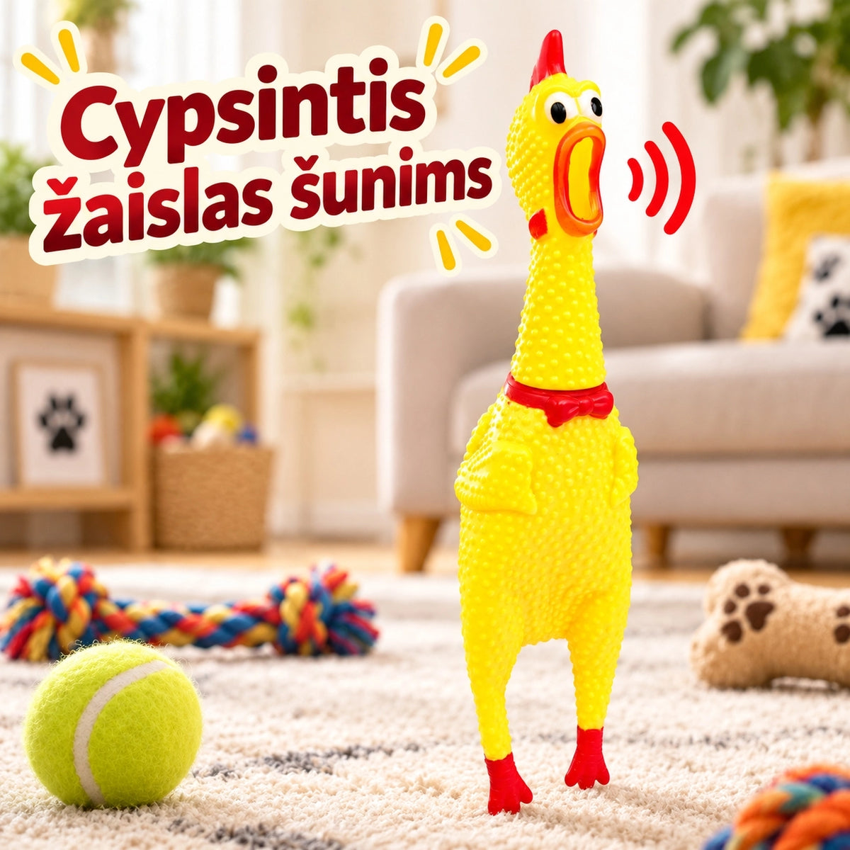 Spaudžiamas garsinis žaislas „Rėkianti višta“