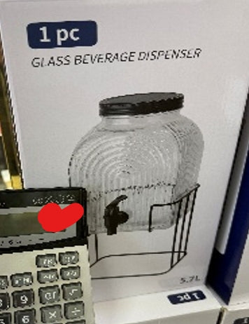 Stiklinė gėrimų talpa su kraneliu ir metaliniu stovu, 5,7 l